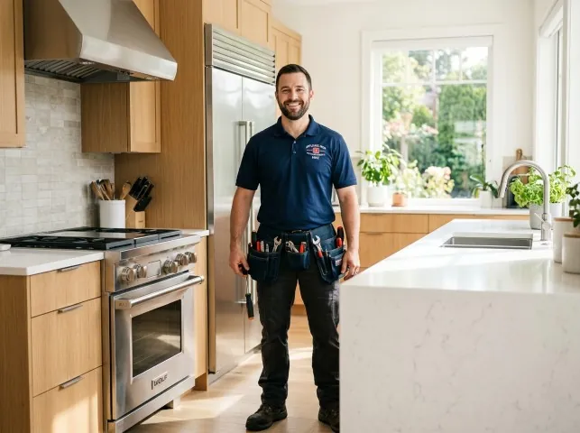 Appliance Repair Hero technician in a Boggstown, IN kitchen after an appliance repair